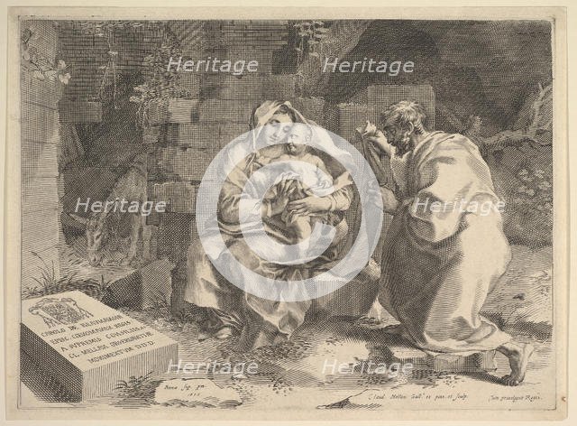 Holy Family (Repos pendant la fuite en Égypte), 1635. Creator: Claude Mellan.