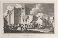 Cardiff Castle, from "Remarks on a Tour to North and South Wales, in the year 1797, August 26, 1799. Creator: John Hill.