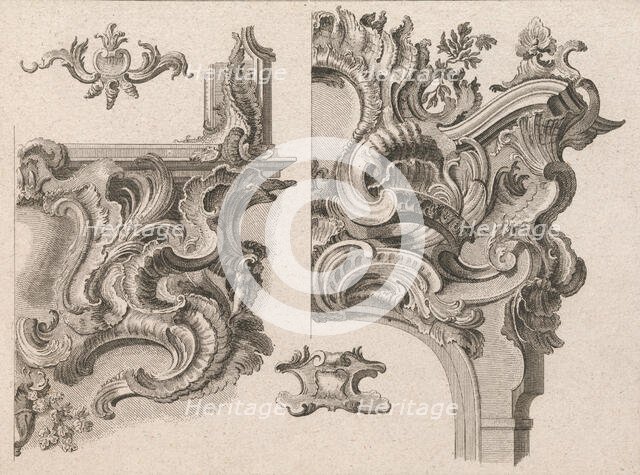 Suggestion for the Decoration of Lower Right and Top Right of an Altar Fram..., Printed ca. 1750-56. Creator: Wolffgang Christoph Mayr.