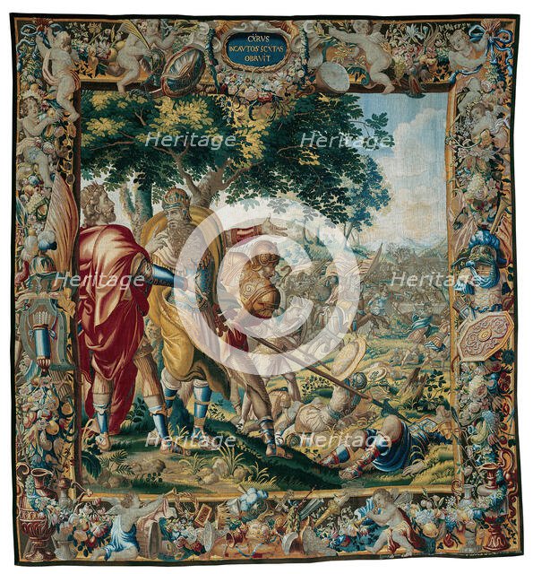 Cyrus Defeats Spargapises, from The Story of Cyrus, Flanders, c. 1670. Creator: Albert Auwercx.