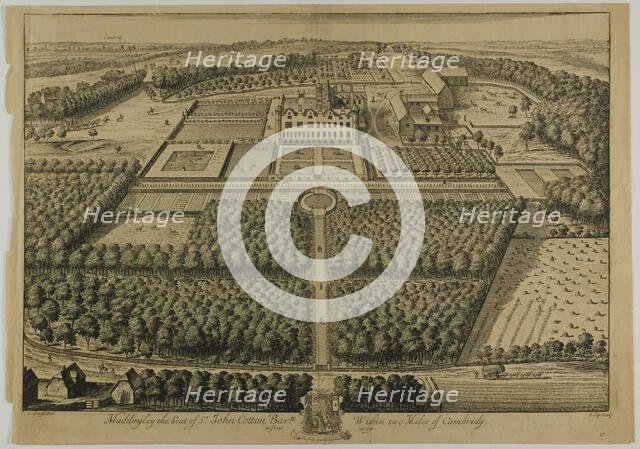 Maddingley, plate 57 from Britannia Illustrata, published 1707. Creator: Johannes Kip.