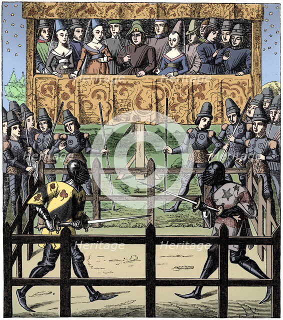 Single combat, 15th century (1849). Artist: Unknown.