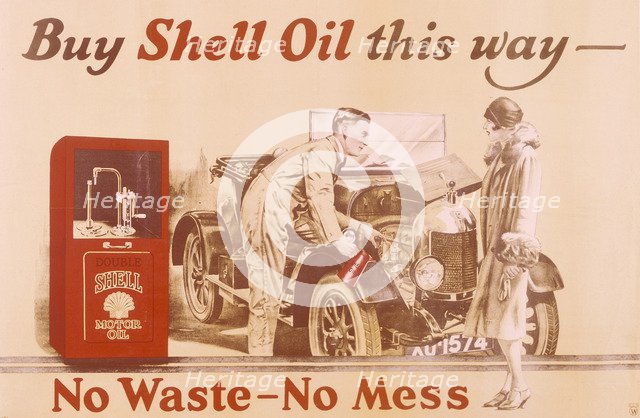 Poster advertising Shell oil, (c1920s?). Artist: Unknown