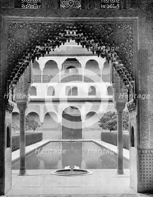 Court of the Myrtles, Alhambra, Spain, 1893.Artist: John L Stoddard