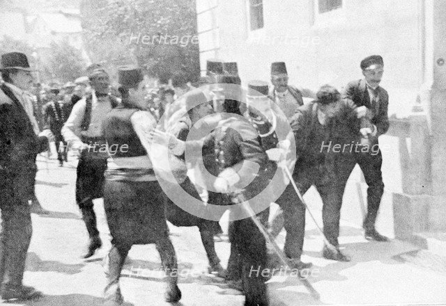 Arrest of Gavrilo Princip, assassin of Archduke Franz Ferdinand, 1914. Artist: Unknown