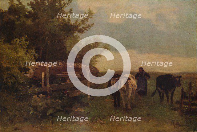'Minding Cows, Herisson', c1869, (1938). Artist: Anton Mauve.