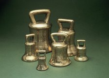Set of Bronze weights stamped with a crowned 'EL' (Elizabeth I), 1588. Artist: Unknown