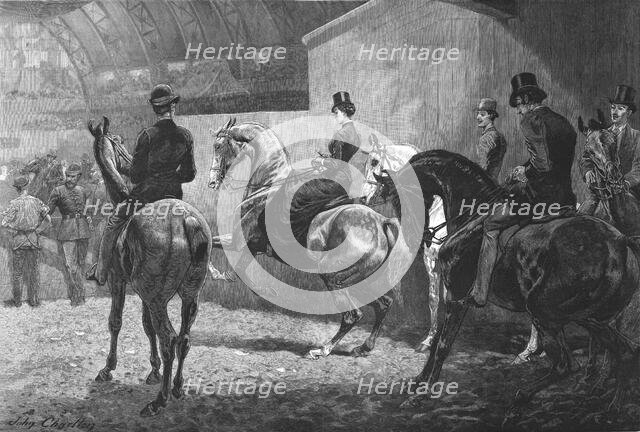 'At the Horse-Show - Waiting their turn to enter the ring', 1886. Creator: Unknown.