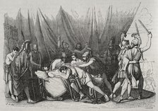 Death of Viriathus, leader of the Lusitanian people who fought against Roman..., 139BC (1852). Creator: José Vallejo.