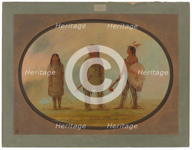 Athapasca Chief, His Wife, and a Warrior, 1855/1869. Creator: George Catlin.