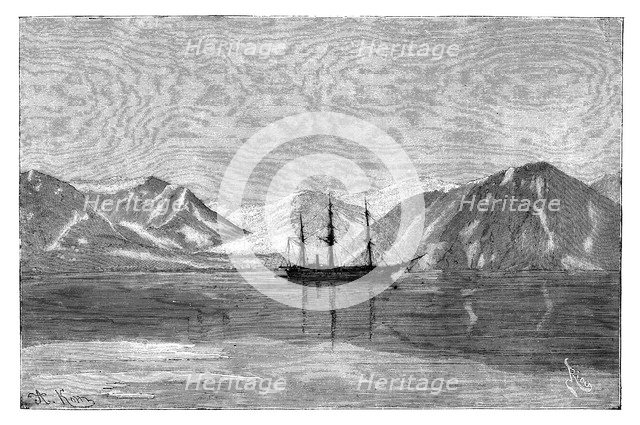 The 'Vega' at anchor in Konyam Bay, Siberia, Russia, 1895.Artist: Armand Kohl