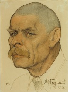 Portrait of the author Maxim Gorky (1868-1939), 1921. Artist: Andreev, Nikolai Andreevich (1873-1932)