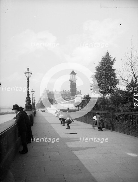 Looking northwards along the Albert Embankment, Lambeth, London, c1870-c1900. Artist: Unknown