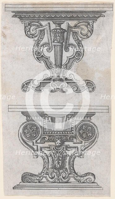 Two Table Designs, 1565-70. Creator: Jacques Androuet Du Cerceau.
