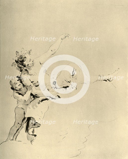 'Woman resting on Clouds and supported by a Cupid', mid 18th century, (1928). Artist: Giovanni Battista Tiepolo.