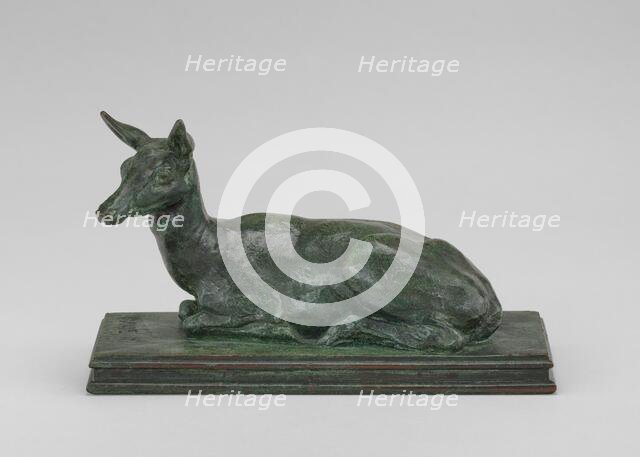 Doe Reclining, model 1840, cast by 1874. Creator: Antoine-Louis Barye.