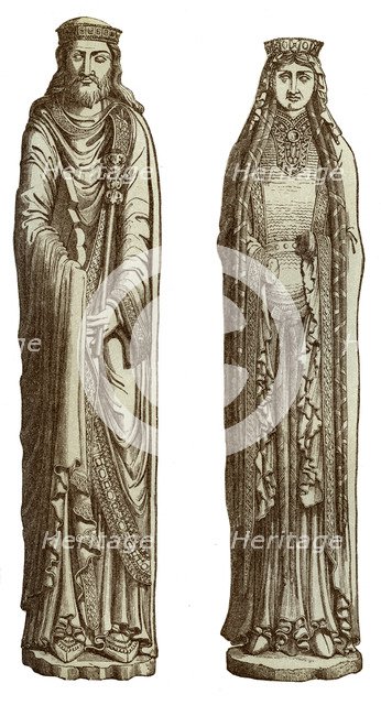 Clovis I and Clotilde his wife, 12th century, (1870). Artist: Franz Kellerhoven