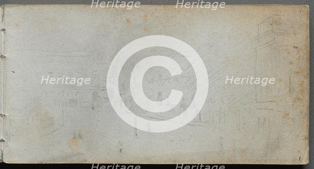 Sketchbook, page 01: Street Scene, 1905-10. Creator: Ernest Meissonier (French, 1815-1891).