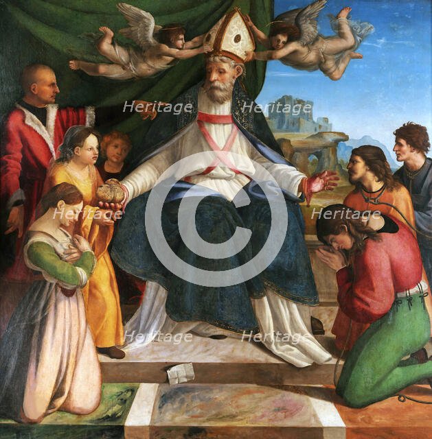 Saint Nicholas of Bari on the Bishop's Throne, ca 1514-1516. Creator: Sabatini, Andrea (1480-1545).