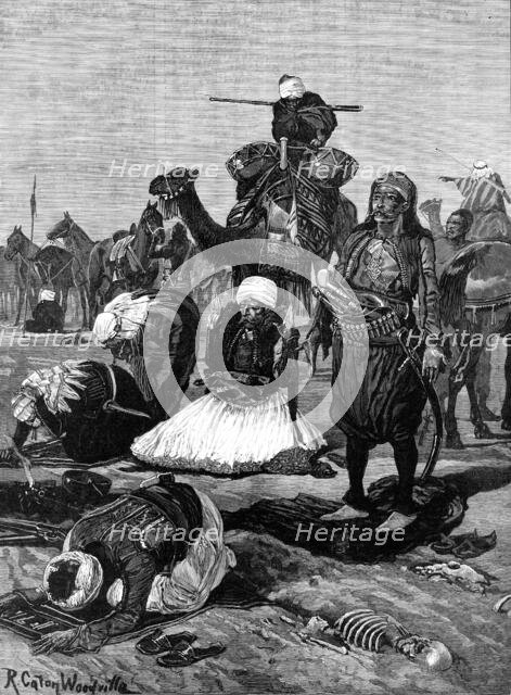 Bashi-Bazouks on the march: a halt for prayer, 1883. Creator: Unknown.