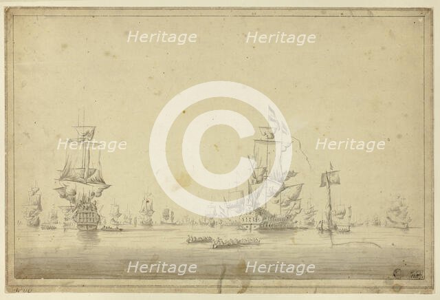 Fleet of Ships Anchored at Sea, n.d. Creator: Unknown.