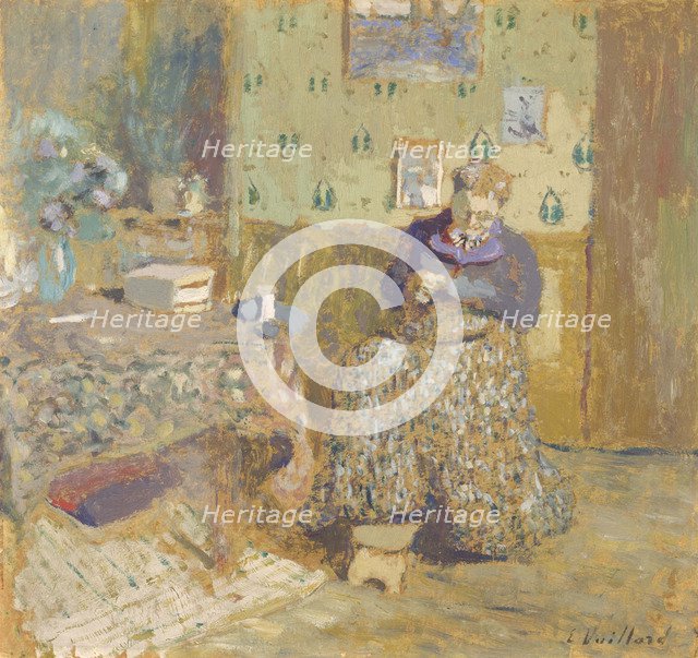 Madame Vuillard Sewing, 1920. Artist: Vuillard, Édouard (1868-1940)