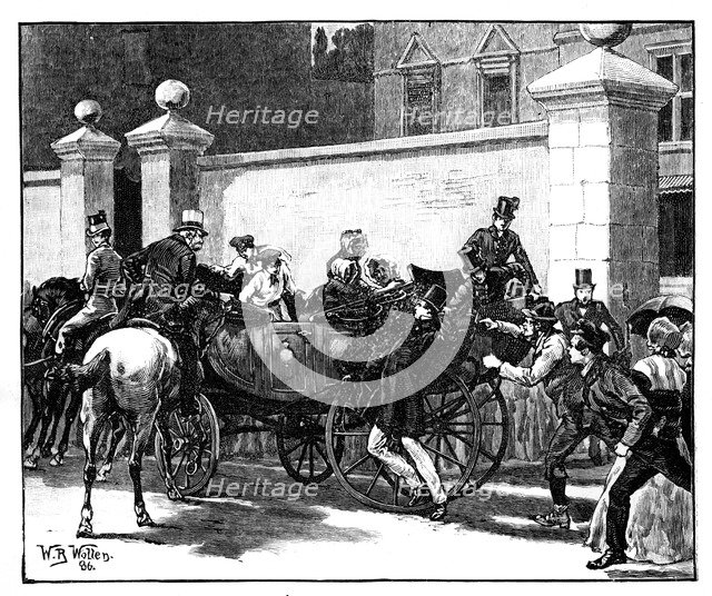 Pate's Assault on the Queen, 1850, (c1888).Artist: William Barnes Wollen