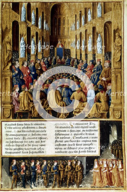 Pope Urban II presiding over the Council of Clermont, France, 1095 (c1490). Artist: Unknown