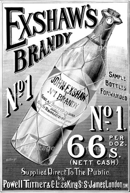 Advertisement for Exshaw's Brandy, 1895.  Creator: Unknown.