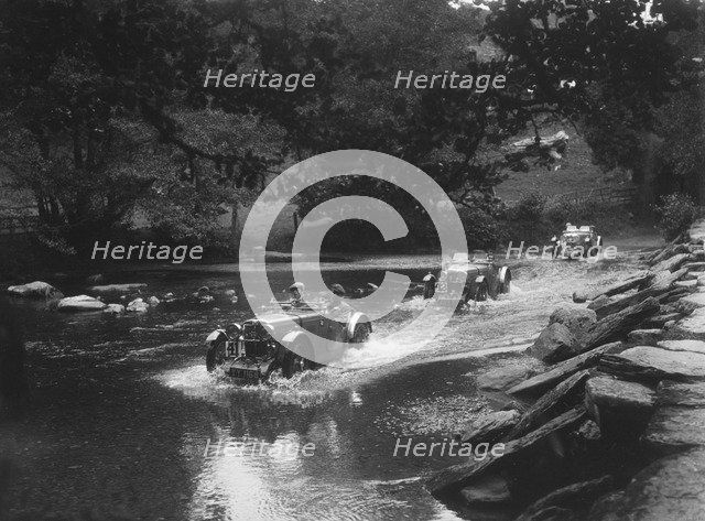 MG J2s of Kennneth and Doreen Evans, Mid Surrey AC Barnstaple Trial, Tarr Steps, Exmoor, 1934. Artist: Bill Brunell.