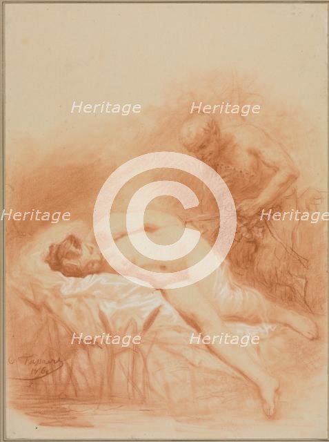 Nymphe et Faune, 1800s. Creator: Octave Tassaert (French, 1800-1874).