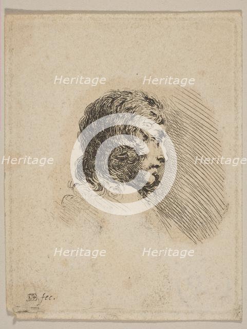 Head of a young man in profile, from 'Various portraits' (Recueil de Diverses Piéces S..., ca. 1647. Creator: Stefano della Bella.