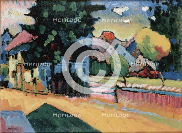 'Landscape with a Green House', 1908.  Artist: Vassily Kandinsky