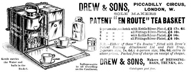 Advertisement for Drew & Sons' Patent "En Route" Tea Basket, 1895. Creator: Unknown.