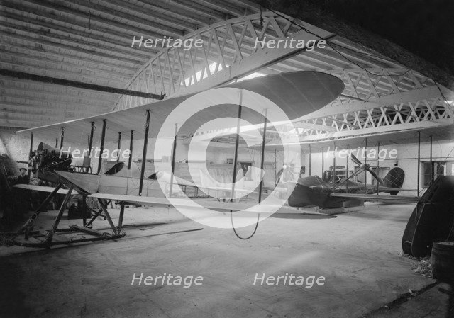 Saunder's Aeroplanes in hangar, East Cowes, 1914. Creator: Kirk & Sons of Cowes.
