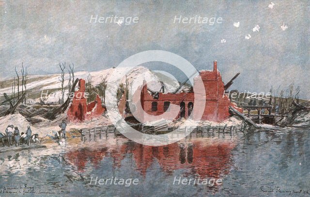 'Le Moulin de Fargny, ou passait la premiere ligne francaise, et le Chapeau de..., 1916 (1924) Creator: Francois Flameng.