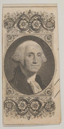Banknote motif: Portrait on George Washington in a decorative panel, ca. 1824-37. Creator: Attributed to Asher Brown Durand.