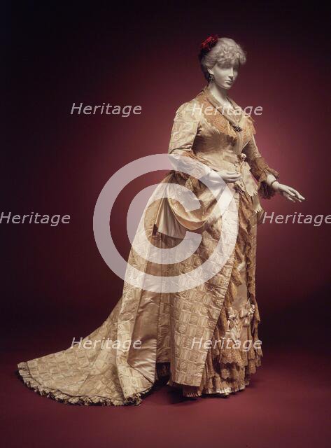 Evening dress, French, ca. 1880. Creators: House of Worth, Charles Frederick Worth.