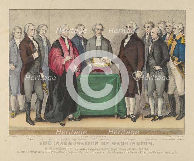 The Inauguration of Washington as First President of the United States, April 30th 1789 - ..., 1876. Creators: Nathaniel Currier, James Merritt Ives, Currier and Ives.
