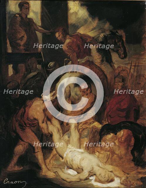 The torture of Saint Hippolytus, after 1875. Creator: Hans Canon.