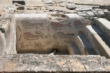 A frigidarium with fish mosaics in the public baths of Milreu, Portugal, 2009. Artist: Samuel Magal