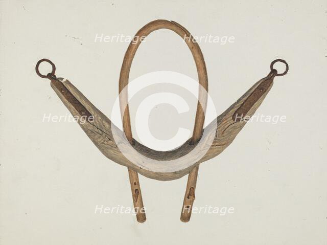 Oxen Yoke, c. 1937. Creator: Earl Butlin.