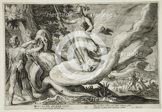 Cadmus Sows the Dragon's Teeth Which Turn into Armed Men, published 1615. Creator: Hendrik Goltzius.