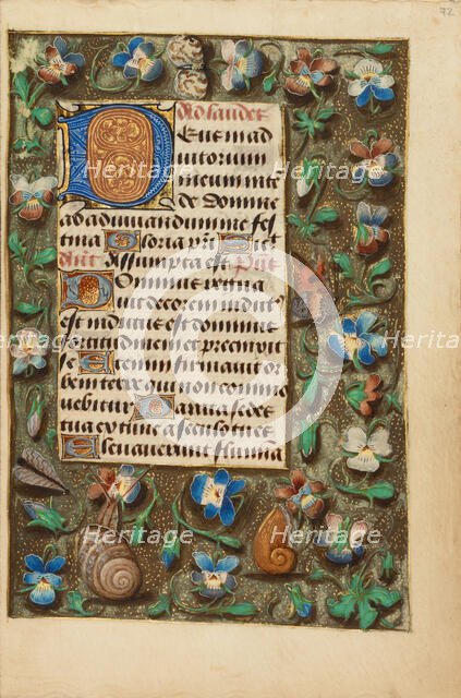 Decorated Initial D; Crohin-La Fontaine Hours, about 1480-1485 ?. Creator: Master of the Dresden Prayer Book.