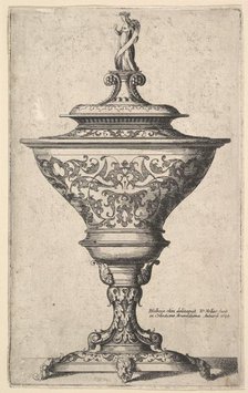 Ornate goblet on feet of masks, 1645. Creator: Wenceslaus Hollar.