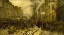 l'Avenue d'Orléans, durant les bombardements de Paris par les armées prussiennes, en janvier 1871... Creator: Felix Henri Emmanuel Philippoteaux.