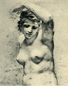 Female nude raising one arm, c1800, ('Marguerite'), (1943).  Creator: Pierre-Paul Prud'hon.