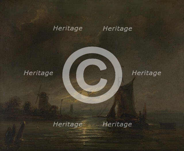 Night View, 1843. Creator: Egidius Linnig.