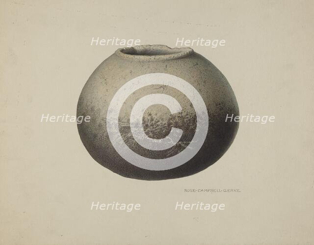 Stone Olla, c. 1940. Creator: Rose Campbell-Gerke.