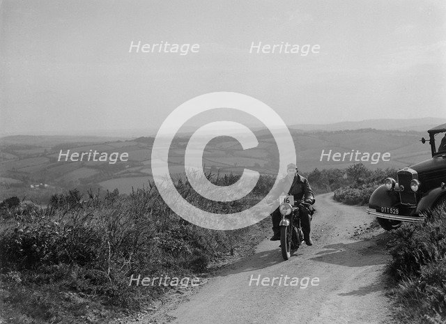 505 cc AJS of J Harper competing in the MCC Torquay Rally, 1938. Artist: Bill Brunell.